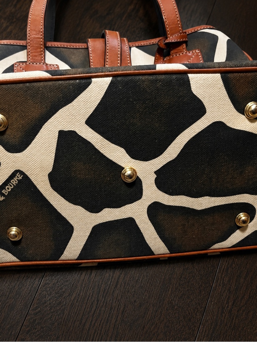 Dooney & Bourke Giraffe Print Canvas Tote Bag | Pink Lining | Rare |Leather Trim - Picture 3 of 8